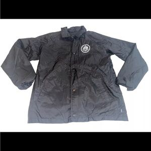 Vans Off The Wall Jacket Kids Youth Large Black Nylon Snap Button Windbreaker